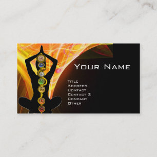 Carte De Visite ASCLEPIUS ROD,7 CHAKRAS YOGA LOTUS POSE Jaune