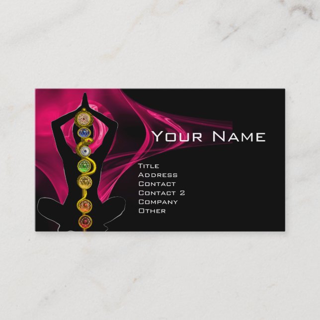 Carte De Visite ASCLEPIUS ROD,7 CHAKRAS YOGA LOTUS POSE rose noir (Devant)