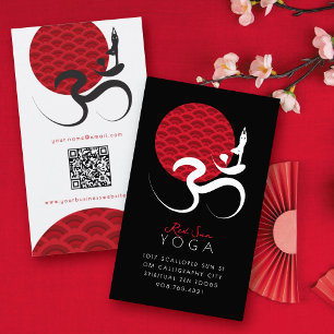Carte De Visite Asiatique Red Sun Yoga & Moderne Zen Calligraphie 