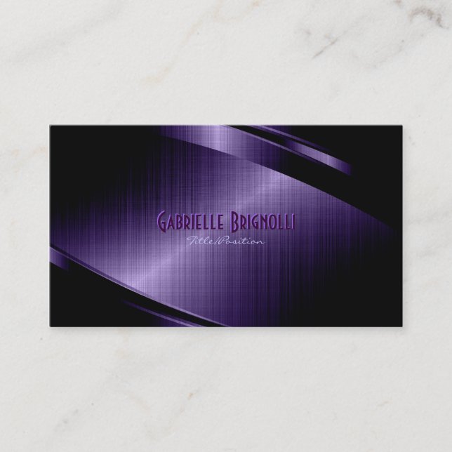 Carte De Visite Aspect d'aluminium brossé violet brillant (Devant)