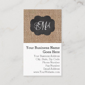 Carte De Visite Aspect Toile Ardoise Triple Monogramme Script