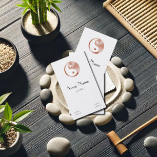 Carte De Visite Aspect yin yang en or rose -vertical