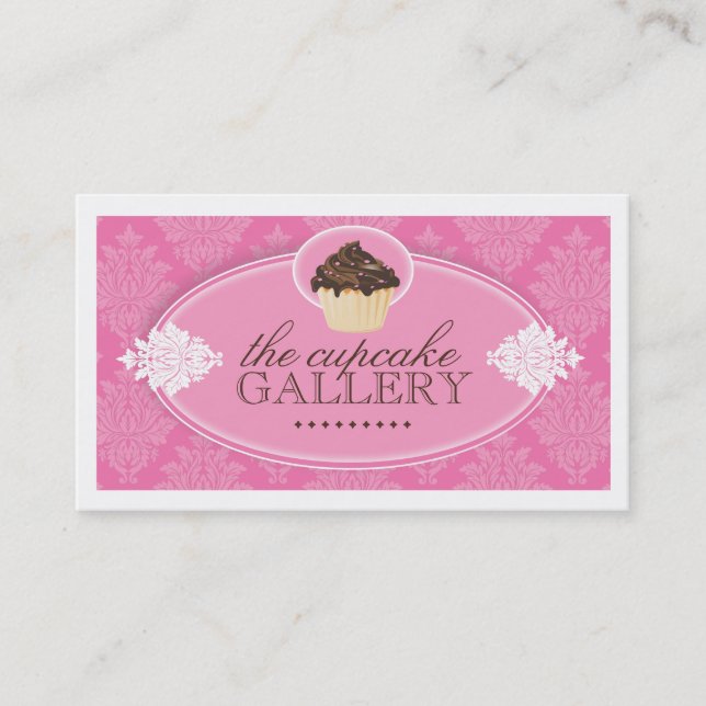 Carte de visite assez rose de petit gâteau (Devant)