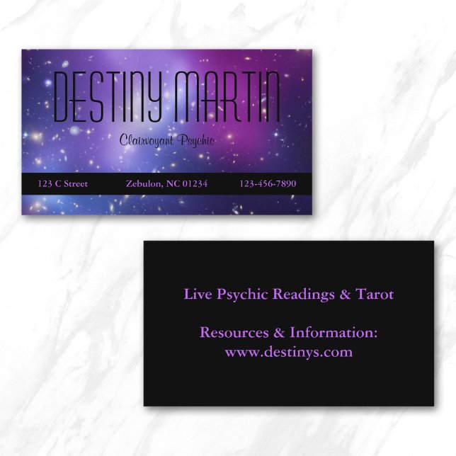 Carte De Visite Assez Violet Cosmique Métaphysique (Pretty Purple Cosmic Metaphysical Business Card)
