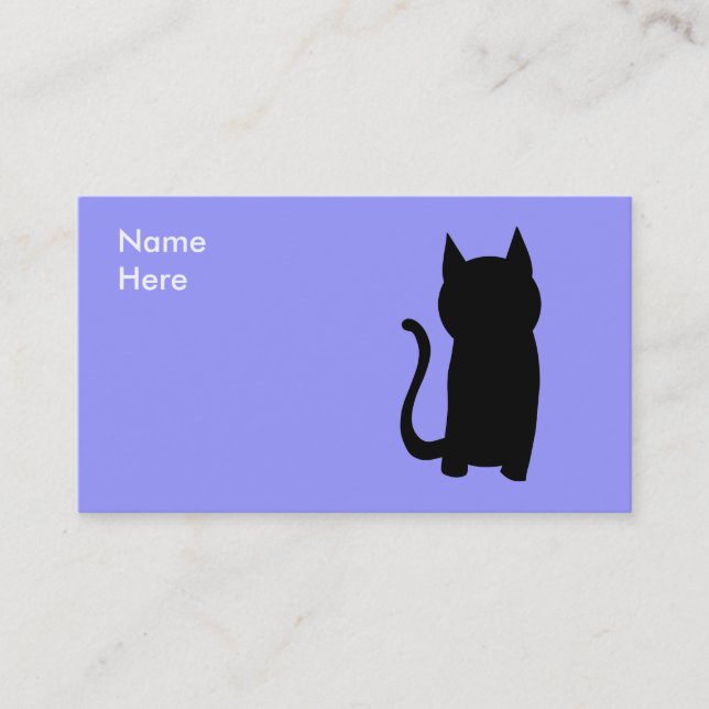 Carte De Visite Assis Noir Chat Silhouette. (Devant)