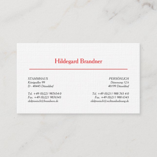 Carte De Visite Assistant d'enseignement motif rouge moderne (Devant)