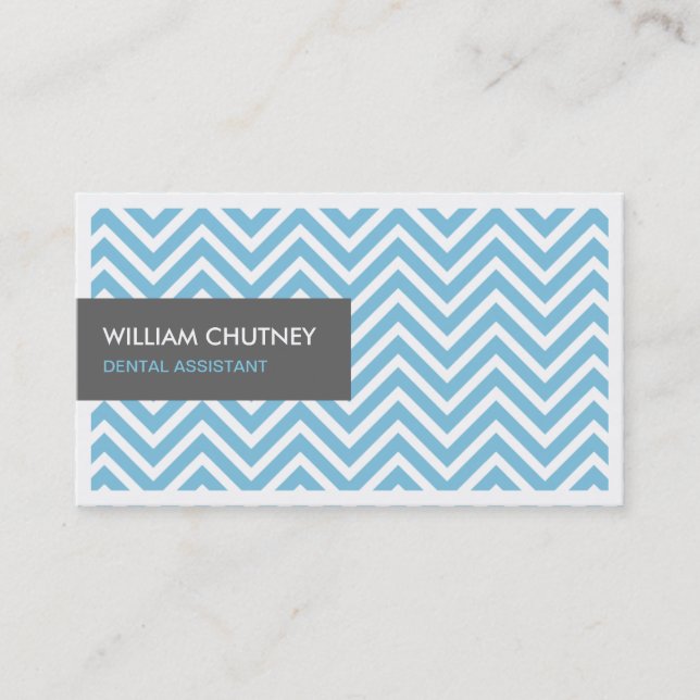 Carte De Visite Assistant dentaire - Chevron bleu clair Zigzag (Devant)
