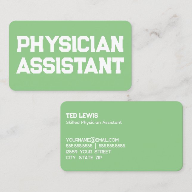 Carte De Visite Assistant du médecin PA (Devant / Derrière)