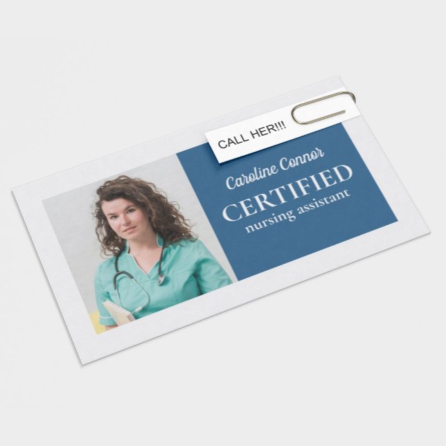 Carte De Visite Assistant infirmier certifié Frontière bleue et bl (Perfect for business)