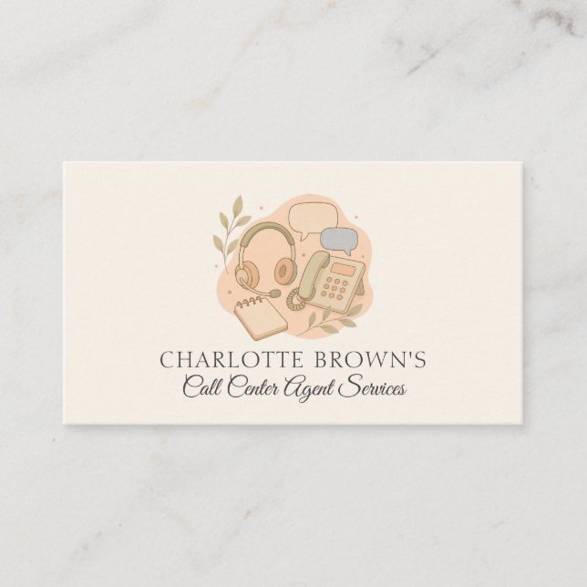 Carte De Visite Assistant Virtuel de Support Clientèle pour Centre (Devant)