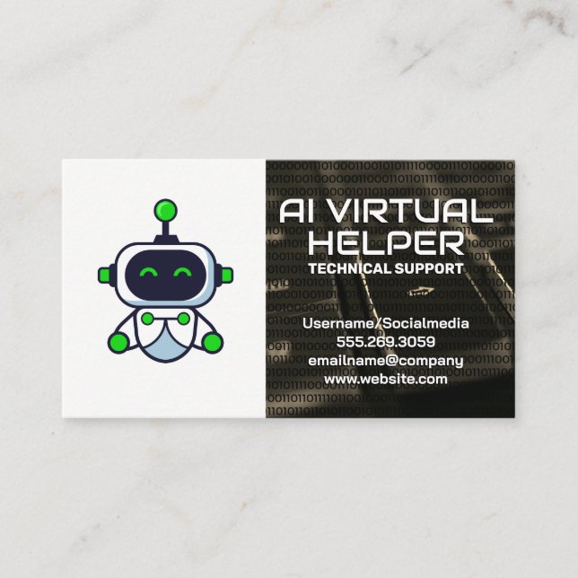 Carte De Visite Assistant virtuel | Logo robot mignon (Devant)