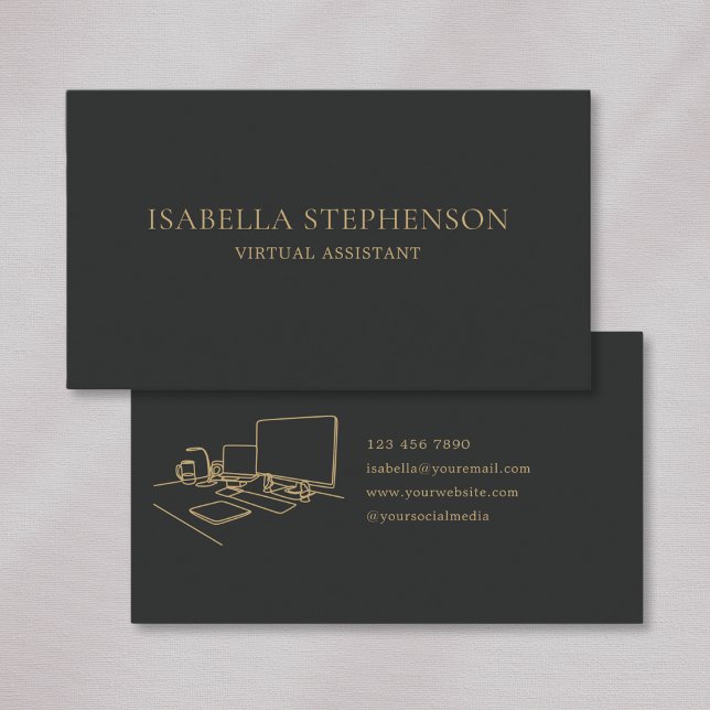 Carte De Visite Assistant Virtuel Minimaliste Moderne Gris Foncé O (Créateur téléchargé)