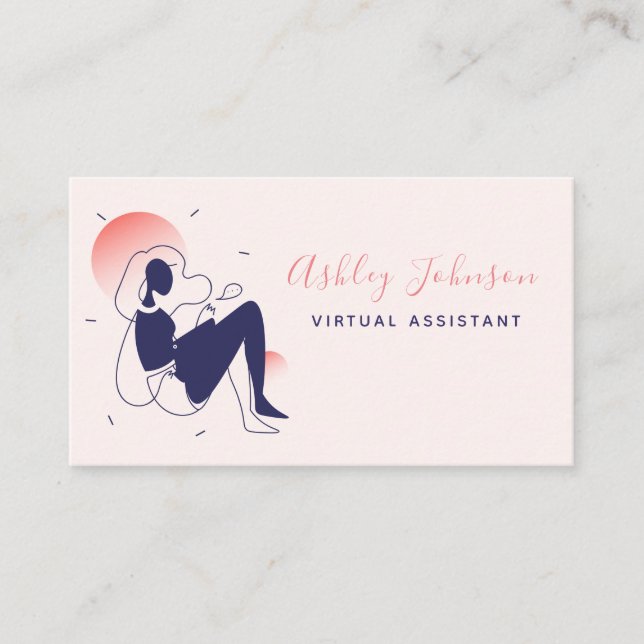 Carte De Visite Assistant virtuel Travailleur distant jolie callig (Devant)