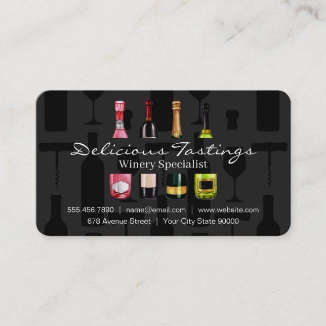 Carte De Visite Assorted Wine Champagne Tastings (Devant)