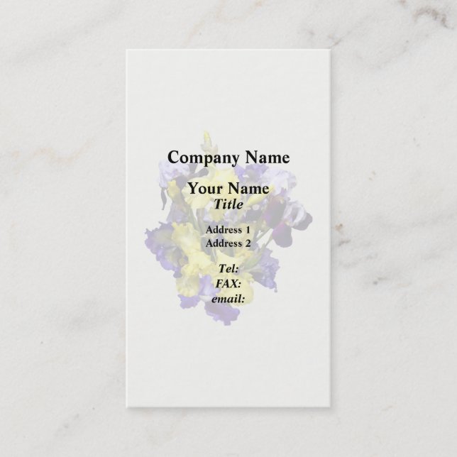 Carte De Visite Assortiment d'Irises jaune et violet (Devant)