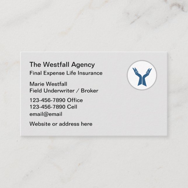 Carte De Visite Assurance vie sur les dépenses finales  (Devant)