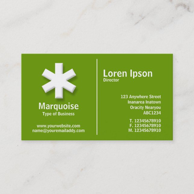Carte De Visite Astérisque blanc moyen - Vert (669900) (Devant)