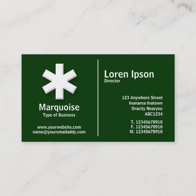 Carte De Visite Astérisque blanc moyen - Vert foncé (003300) (Devant)