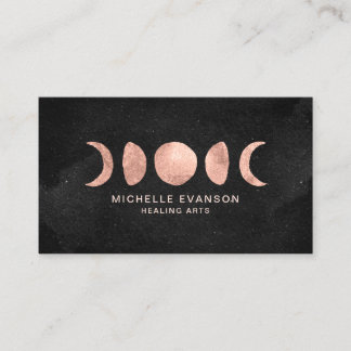 Carte De Visite Astrologie des phases de la lune d'or rose