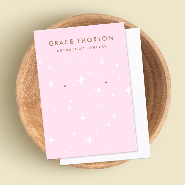 Carte De Visite Astrologie rose Étoiles Écoutant La Bijouterie Car (Créateur téléchargé)