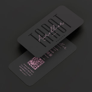 Carte De Visite Astrologue du lecteur de tarot Psychique rose noir