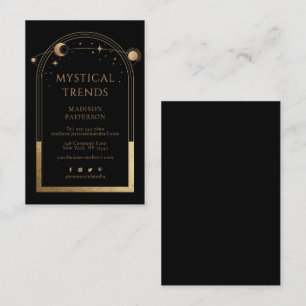 Carte De Visite Astronomie mystique céleste d'or noir Sun Moon