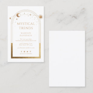 Carte De Visite Astronomie mystique Céleste Or Blanc Soleil Lune