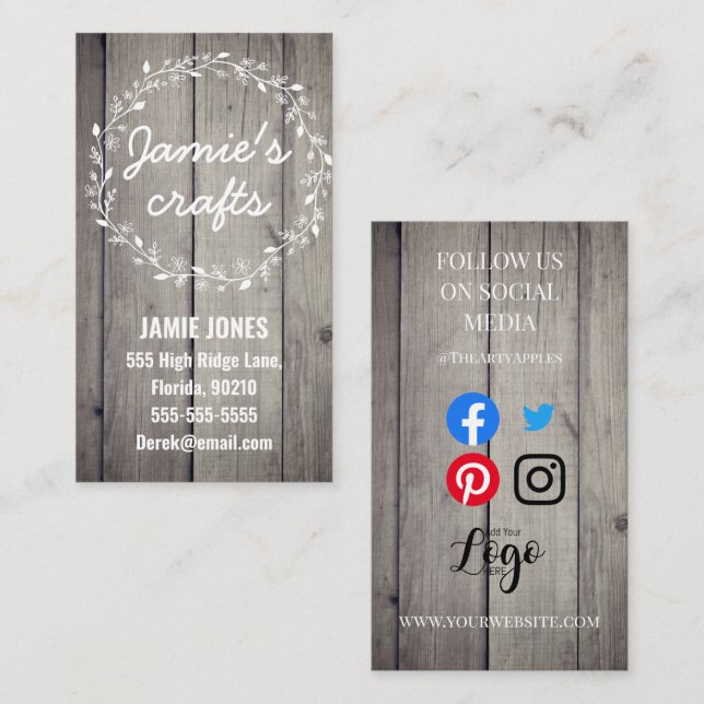 Carte De Visite atelier artisanal couture feutre tricot coeurs fol (Devant / Derrière)