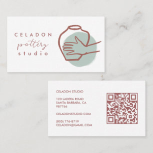Carte De Visite ATELIER DE CÉRAMIQUE POTERIE Code QR Élégant Dessi