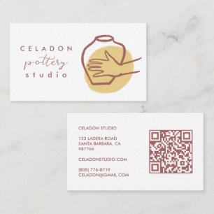 Carte De Visite ATELIER DE CÉRAMIQUE POTERIE Élégant Code QR Dessi