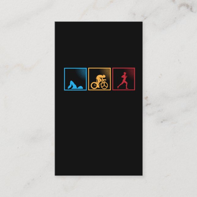 Carte De Visite Athlète de course à vélo de Triathlon rétro (Devant)