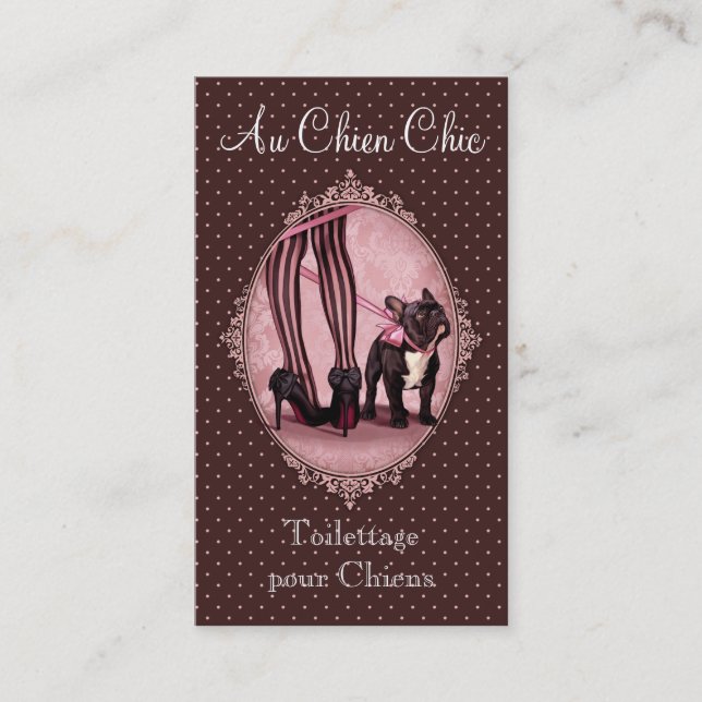 Carte De Visite Attachée à mon Bouledogue Français (Devant)