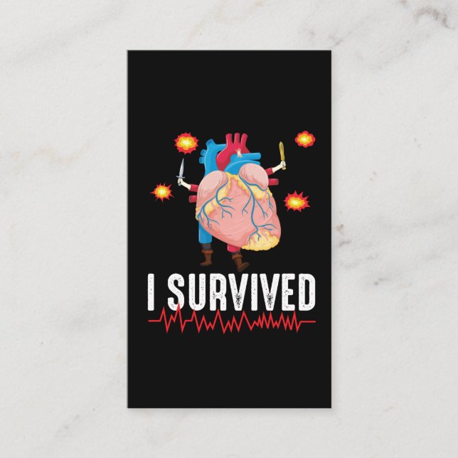 Carte De Visite Attaque cardiaque Survior Guerrier Maladie cardiaq (Devant)