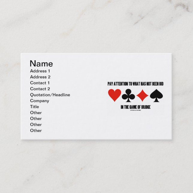 Carte De Visite Attention de salaire à ce qui n'a pas été offert (Devant)