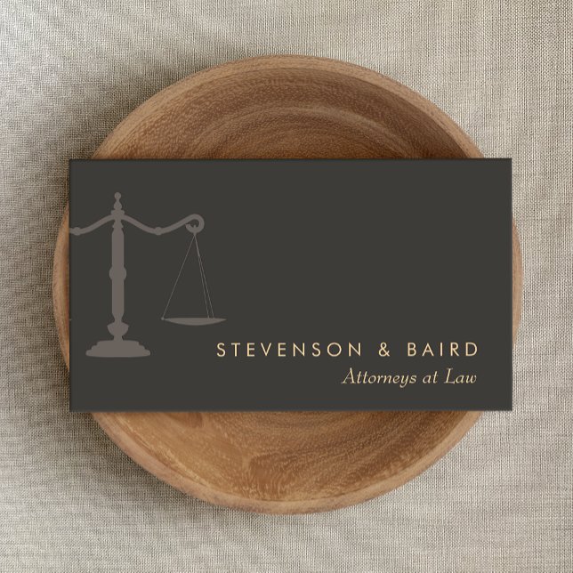 Carte De Visite Attorney at Law Justice Scale Black Business Card (Créateur téléchargé)