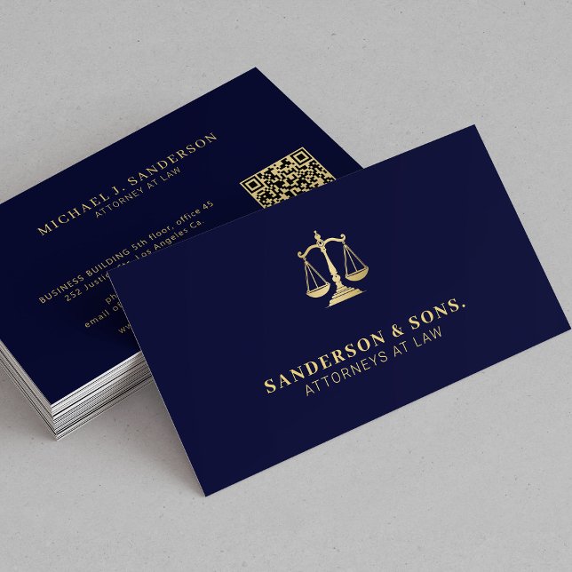 Carte De Visite Attorney at law lawyer professional gold navy (Créateur téléchargé)