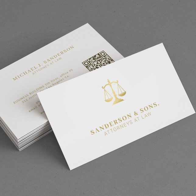 Carte De Visite Attorney at law lawyer professional gold white (Créateur téléchargé)