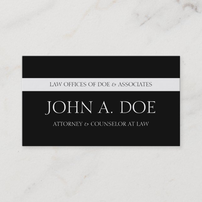 Carte De Visite Attorney Black Essence - Letterhead disponible (Devant)