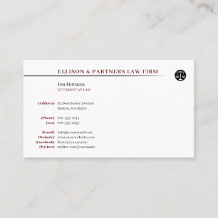 Carte De Visite Attorney professionnel