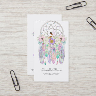 Carte De Visite Attrape-rêve de fée éthique Bohème Flèches Plumes