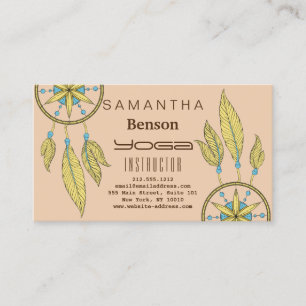 Carte De Visite Attrape-rêves élégant à plumes Professeur de Yoga