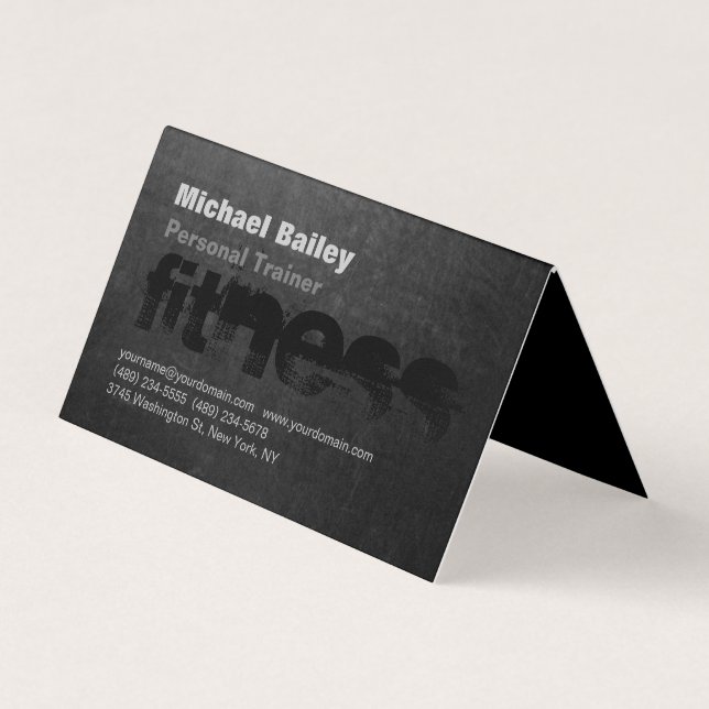Carte De Visite Attrayant Black Grey Chalkboard Personal Trainer (Devant)