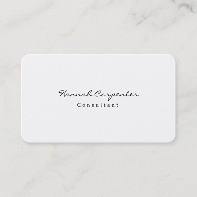 Carte De Visite Attrayant Design Simple Simple Blanc Minimaliste (Devant)