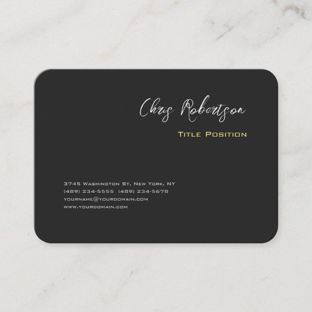 Carte De Visite Attrayant gris jaune chic Sharp moderne (Devant)