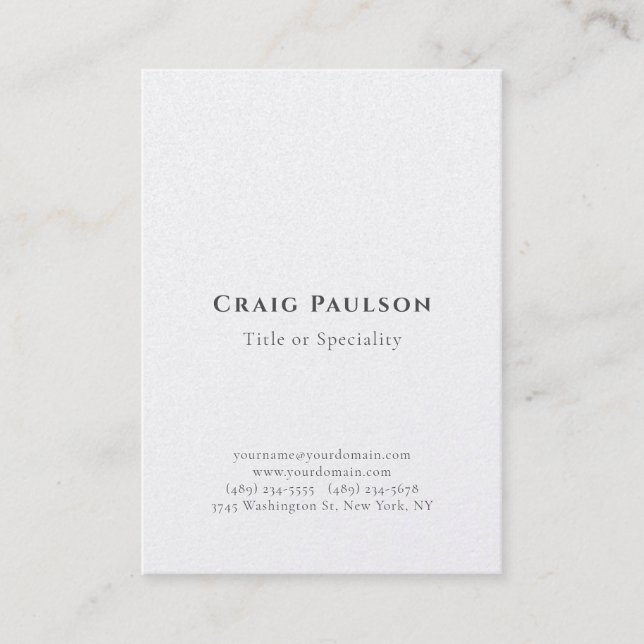 Carte De Visite Attrayant Simple Professionnel Plain Premium Perle (Devant)