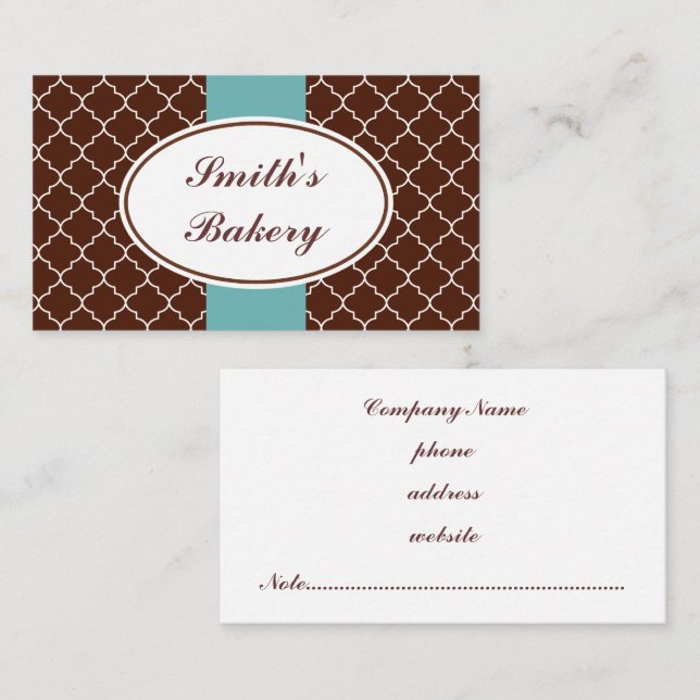 Carte de visite au chocolat Aqua (Devant / Derrière)