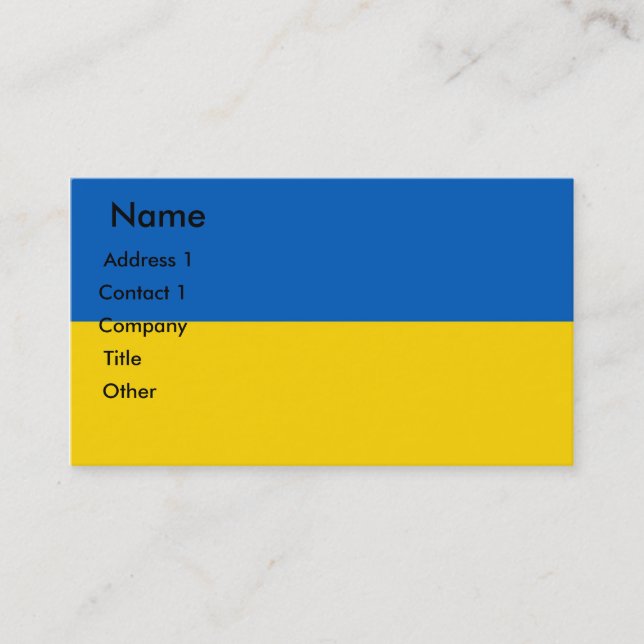 Carte de visite au drapeau de l'Ukraine (Devant)