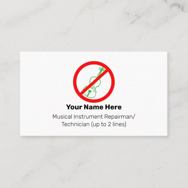 Carte De Visite Aucun violon vert Instrument Tech Blanc (Devant)