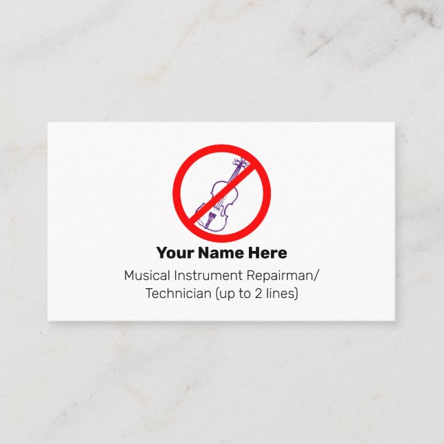 Carte De Visite Aucun violon violet Instrument Tech Blanc (Devant)