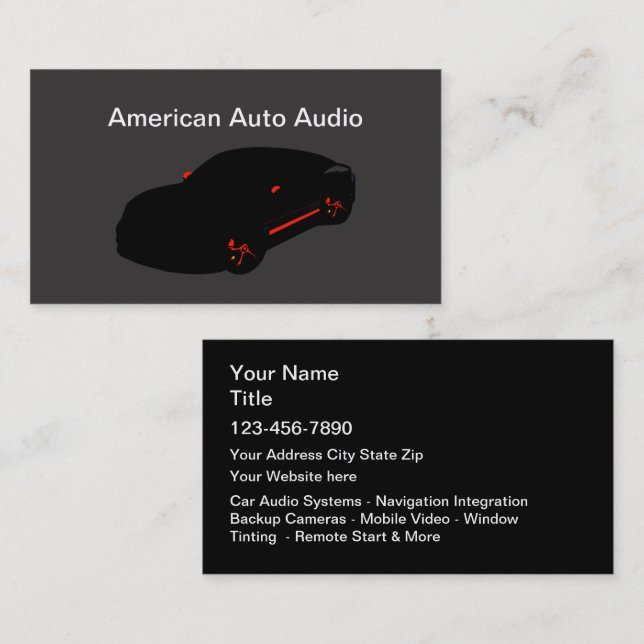 Carte De Visite Audio automobile cool & teinture (Devant / Derrière)